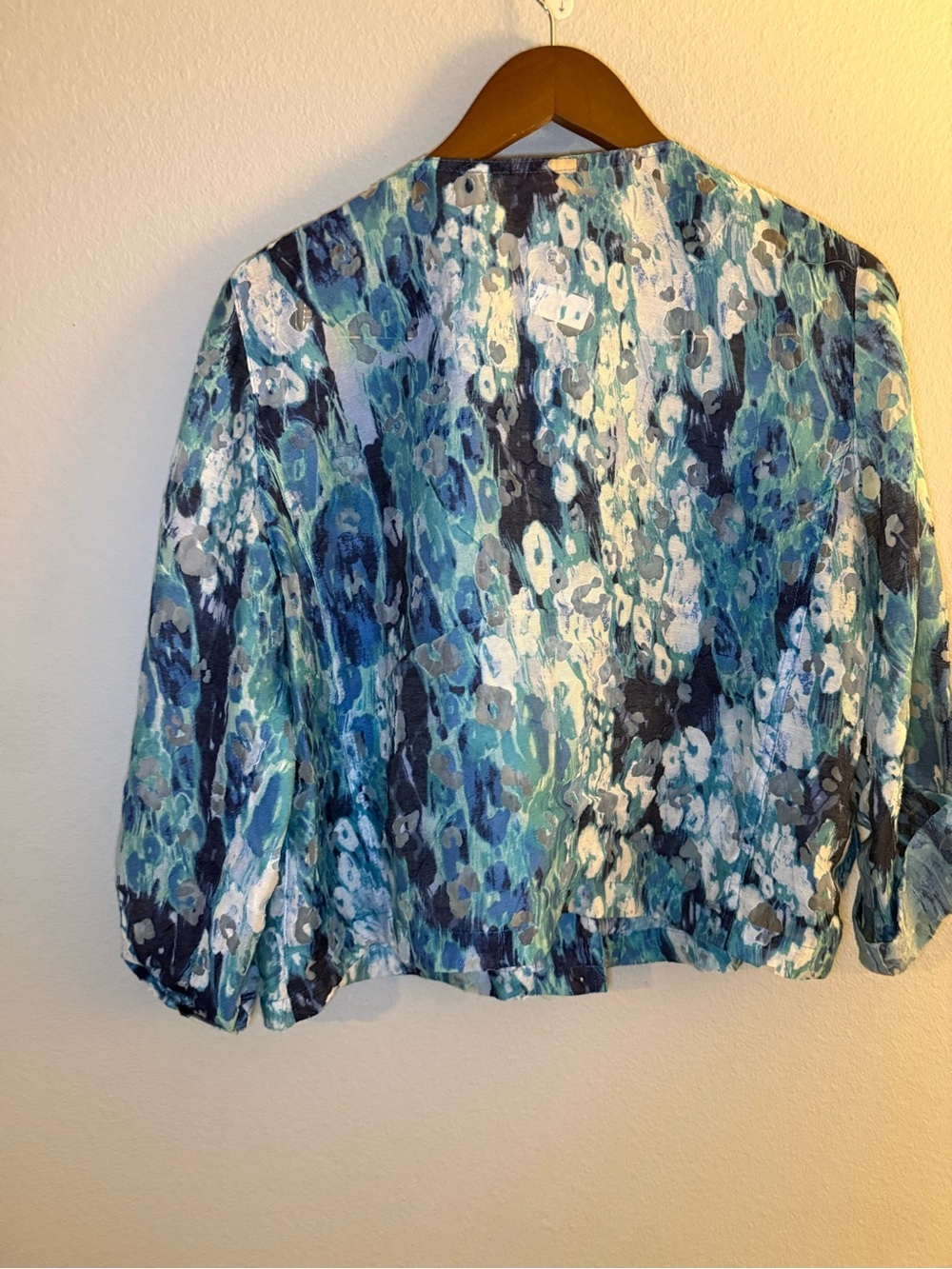 Ruby Rd. Blue Green Multi-Print Button Front Blazer - Picture 6 of 8